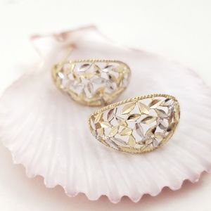 14k Yellow White gold earrings